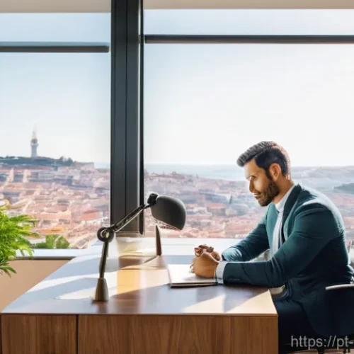 스포츠지도사 이직 성공담 인터뷰 - A Portuguese man in his late 30s, wearing a smart but slightly restrictive business shirt and trouse...