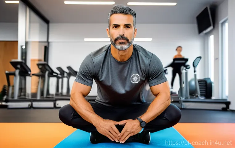 스포츠지도사 이직 성공담 인터뷰 - A Portuguese man in his late 30s, wearing a smart but slightly restrictive business shirt and trouse...