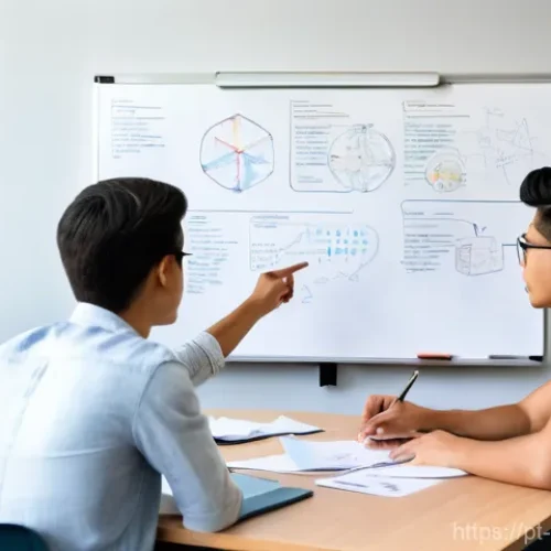 스포츠지도사 필기시험 스터디 그룹 운영 - **Prompt:** A diverse group of four young adults, aged 20-25, intensely focused around a large white...