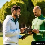 Home 20 스포츠지도사 연봉 및 직업 전망 - A modern Portuguese sports coach conducting a personalized outdoor training session with an adult cl...