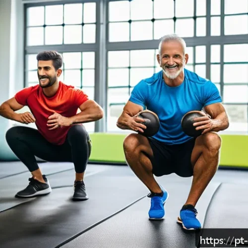 Home 17 스포츠지도사 실무 사례 모음 - A diverse group fitness class in a modern Brazilian gym setting, featuring male and female participa...
