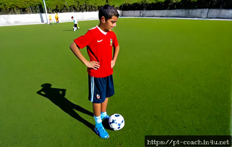 Home 17 스포츠지도사 자격증 해외 활용 사례 - Photorealistic wide-angle scene of a Portuguese-speaking sports coach leading a youth football train...